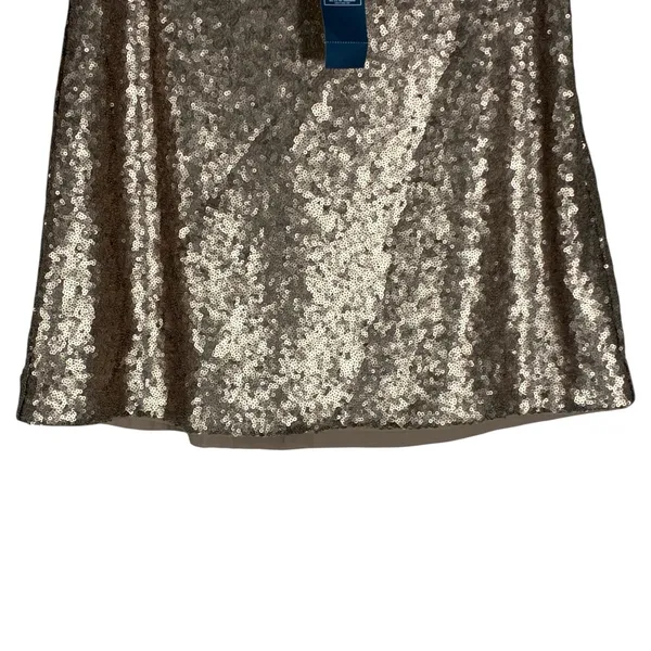 NWT Abercrombie & Fitch Sequin A-Line Mini Skirt Rose Gold Holiday Glam Size S - Image 3