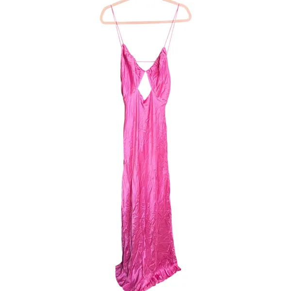 Meshki Sadie Maxi Satin‎ Halter Ruched Slip Dress Pink Size XL Wedding Guest - Image 7