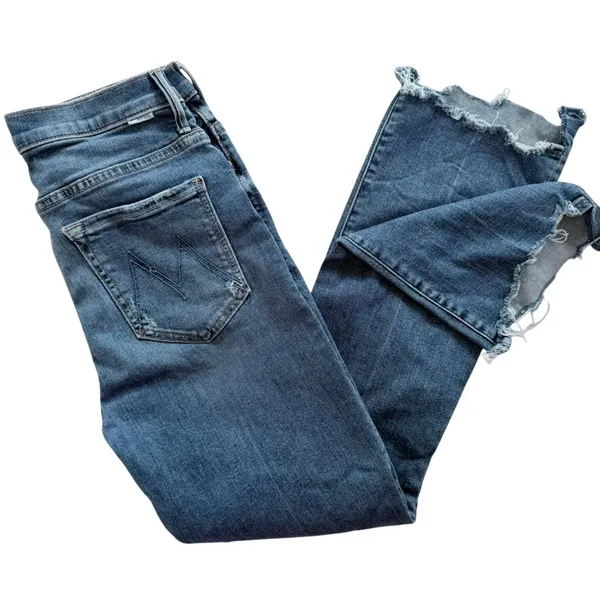 Mother Denim The Insider Step Chew Fray Ankle Jean Size 26 Dancing on Coals Blue - Image 2