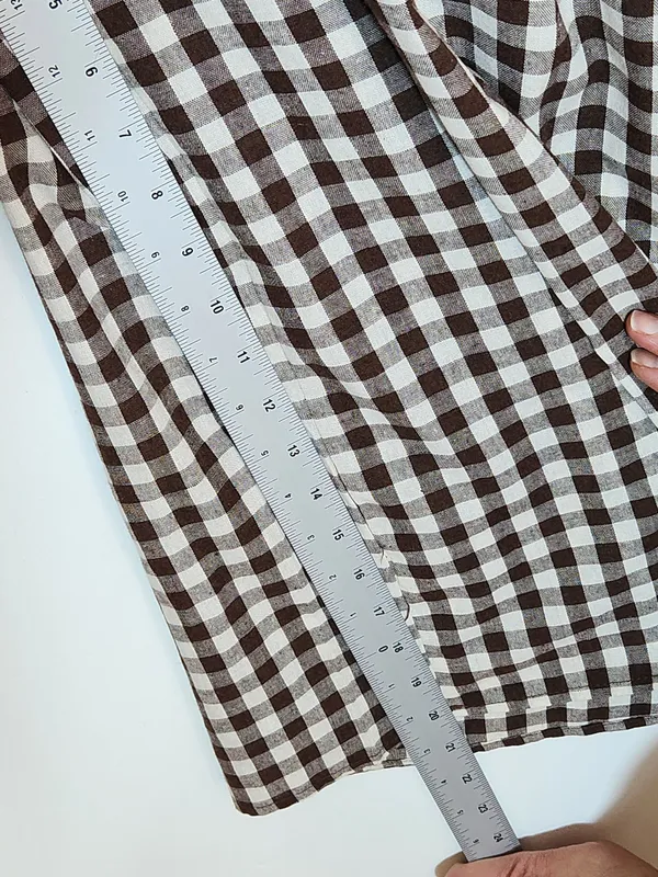 Chow Yatou Brown and Cream Gingham Check Wide Leg Cropped Pants Size XL NWT - Image 10