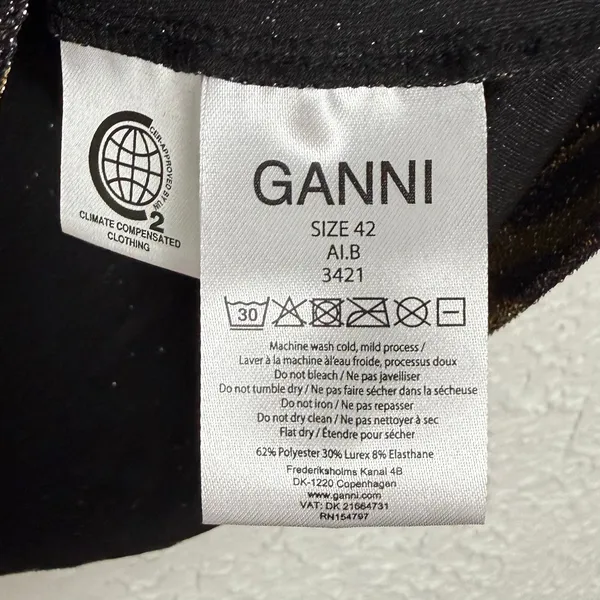 Ganni Lurex T-Shirt Tiger Print Metallic Size 42 / Large NWT - Image 5