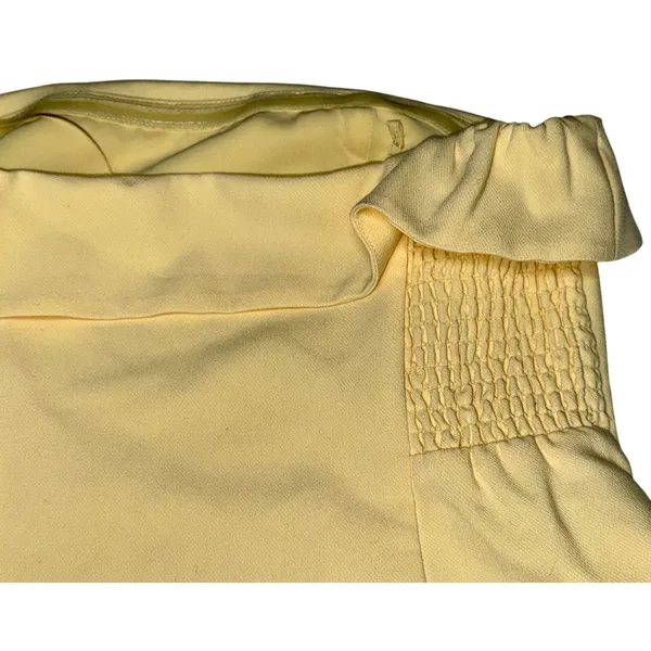 Abercrombie & Fitch Yellow Off The Shoulder Ruffle Smocked Crop Tube Top Size S - Image 6