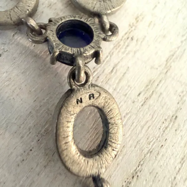 Vintage Avon NR Blue Crystal Rhinestone Y Drop Necklace - Image 5