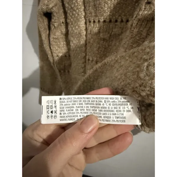 Endless Rose Sweater Size S Beige Oatmeal Crew Neck Chunky‎ Knit Pullover - Image 4