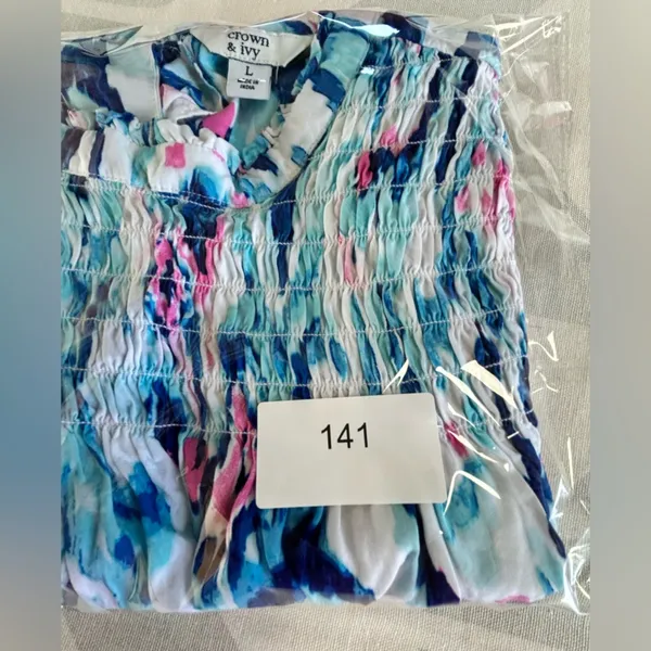 Crown & Ivy Blue and Purple Ruffled Blouse - Image 7