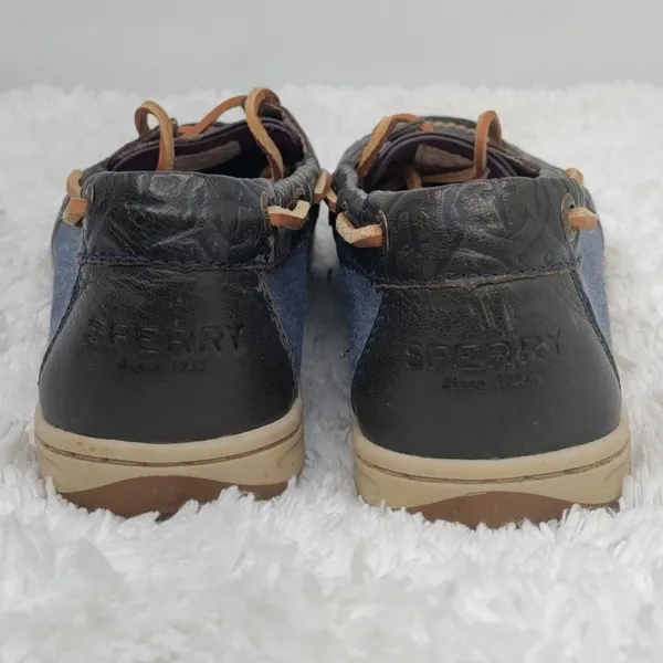 Black Sperry leather boat shoes sz 8 - Image 4