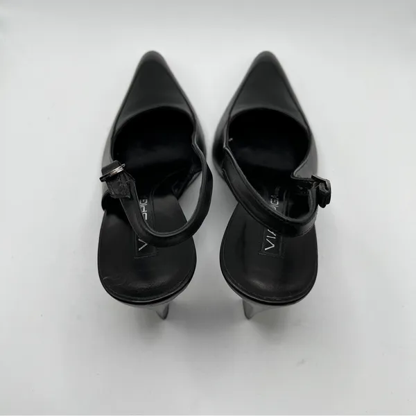 Via Spiga Italy Women's Pump VTG 90’s black leather pointy toe slingback size 6 - Image 7