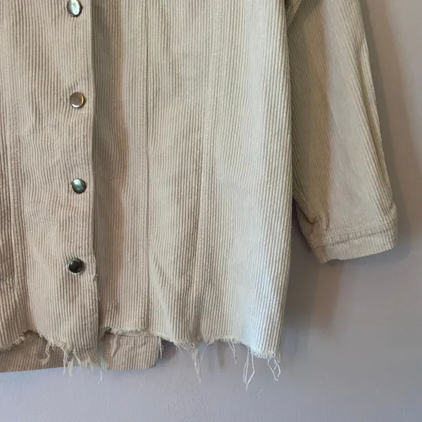 POL Cream Corduroy Shacket Frayed Distressed Oversized Layer Women's size Small - Image 4