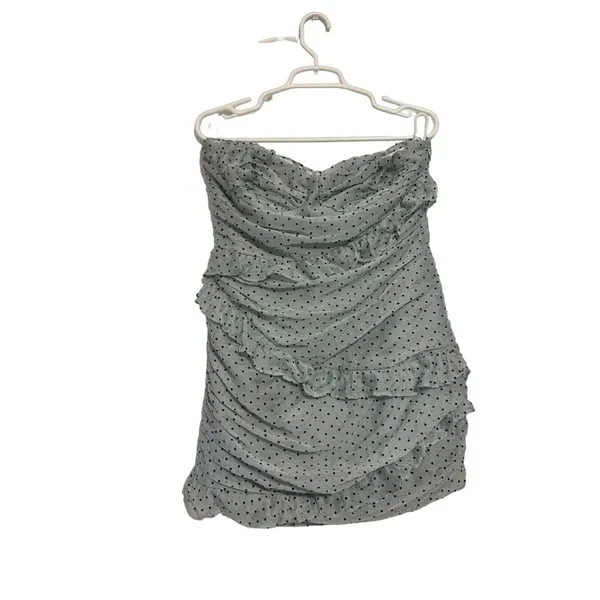 Hello Molly Mini‎ Dress Polka Dot Blue Ruffle Bustier NWT XL US 10 Coquette - Image 2
