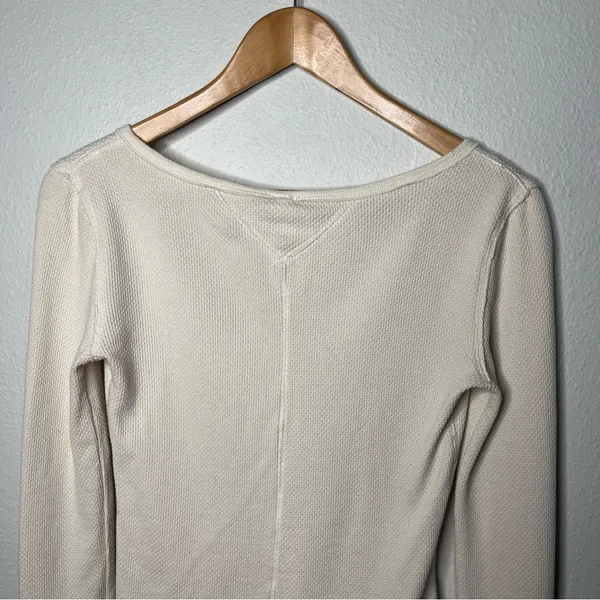 Free People We The Free Cream Waffle Knit Art School Cuff Long Sleeve Thermal - Image 7