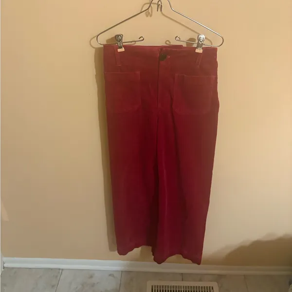 Anthropologie Maeve Colette Fuchsia Corduroy Wide Leg Cropped Pants - Image 3
