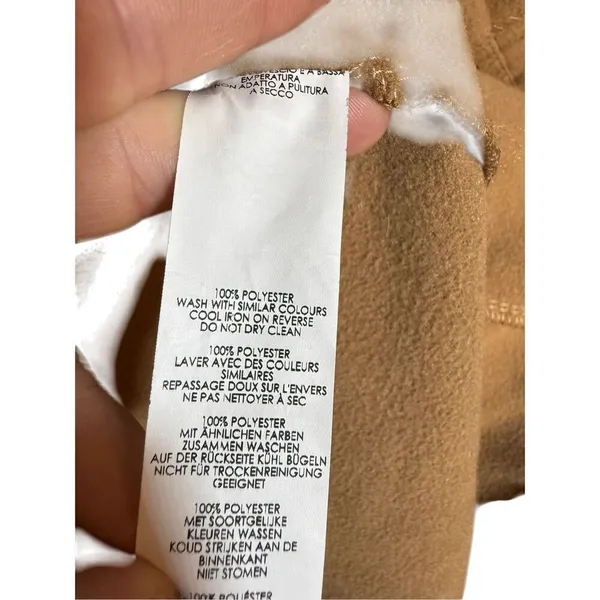 Boohoo Womens Double Breasted Button Wool Look Coat in Camel Sz S‎ - Image 6