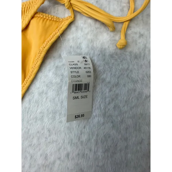 PacSun Eco Ribbed Side Tie‎ Bikini Bottom Orange Small 0263-080 - Image 3
