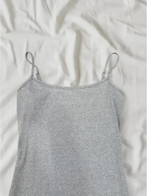 Grey Fitted Spaghetti Strap Mini Dress Size XS/ small Gray - Image 2