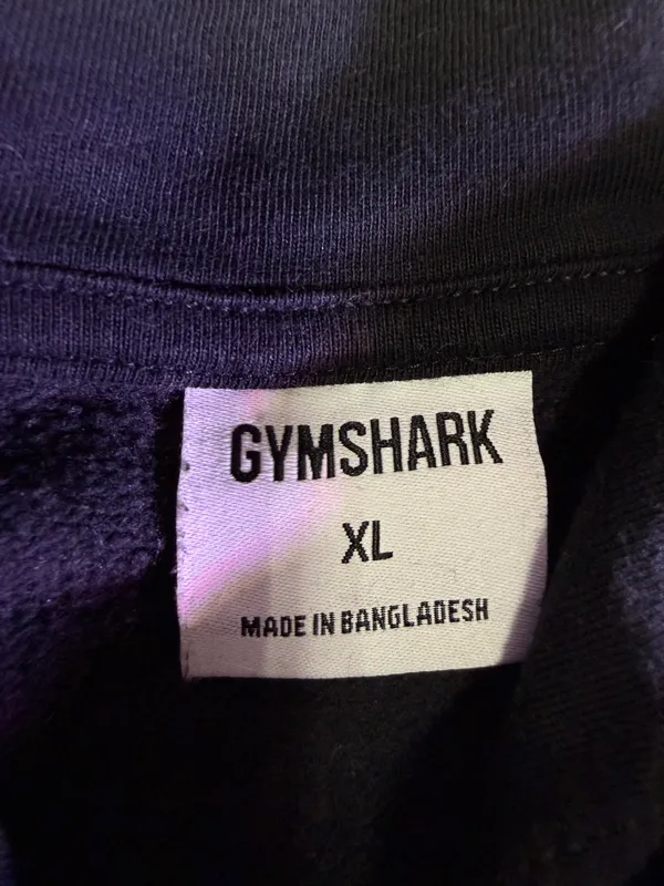Gymshark Men’s Hoodie Pullover Black Pockets Dotted Shark Logo size XL - Image 9
