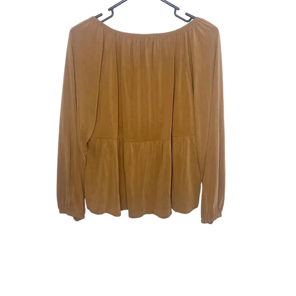 Lucky Brand Long Sleeve Smocked Top brown size large cropped modal i - Image 5