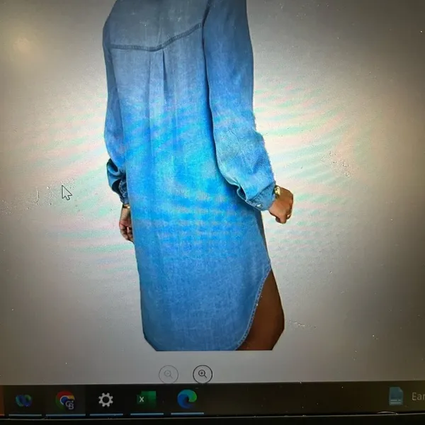 NWOT size small lightweight Denim look snap front dress necklace not included - Image 2