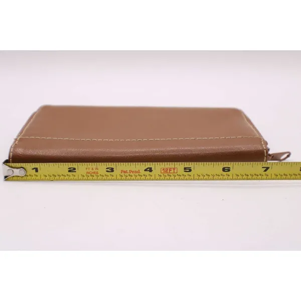 Brown Vinyl Tan Zip Around Wallet Removable Card Holder Organizer NEW Vintage - Image 8