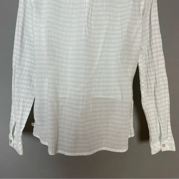 Mountain Hardwear Shirt Women Medium Striped White Blue Lightweight Long‎ Sleeve - Image 10