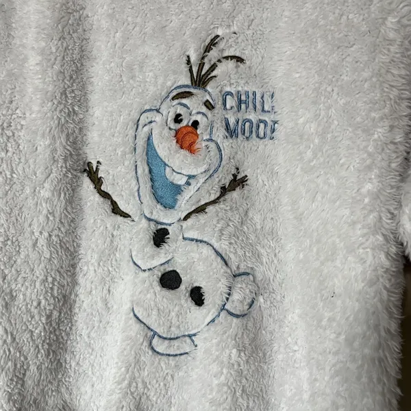 Olaf Frozen Disney Sweatshirt Chill Mode Fuzzy PJ Top‎ Sz S White Snowman - Image 2