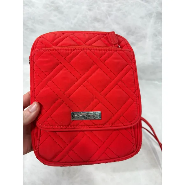 Vera Bradley Red Quilted Crossbody Bag Flap ID Window Wallet Purse - Image 14