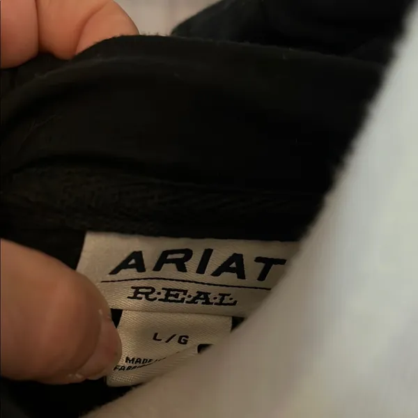 Ariat Black Hoodie with Tricolor Logo size Large western wear rodeo - Image 2