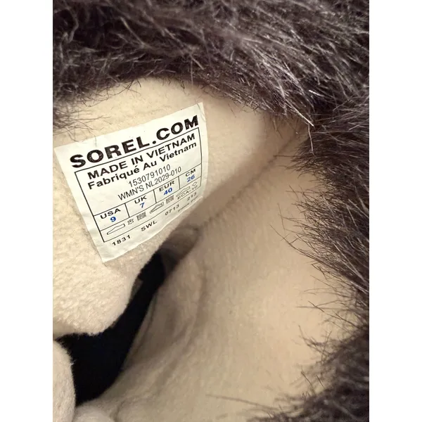 Sorel Joan of Arctic Black Glitter Faux Fur Waterproof Winter Boots Size 9 - Image 9
