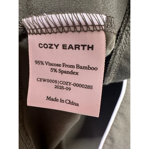 NWT Cozy Earth Bamboo Stretch Knit Classic Long Sleeve Pajama Top Olive Green M - Image 5