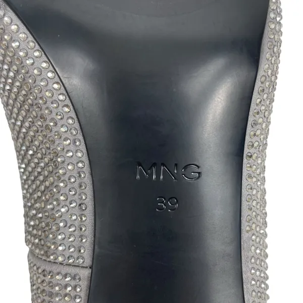 Mango Rhinestone Embellished Pointed Toe Satin Heel Pump Gray Size 39/ 8.5 - Image 10