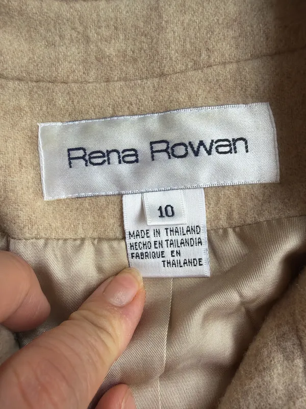 Rena Rowan Camel Wool Coat Size 10 | Classic Tailored Fall Winter Jacket - Image 3
