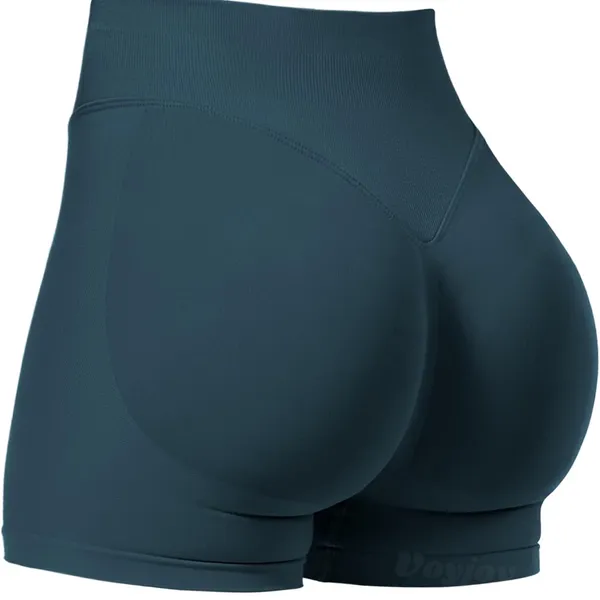 High-Waist Seamless Bike Shorts in Deep Teal - Image 2