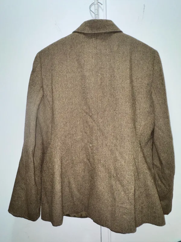 Evan Picone Herringbone Tan Wool-Blend Tailored Equestrian Blazer 12 - Image 6