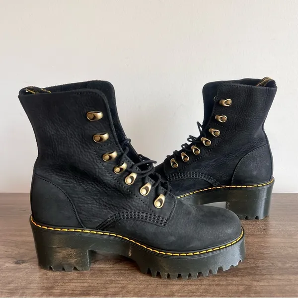 DR. MARTENS NEW Women's Leona Black Nubuck Leather Boot Size 9 #242631 - Image 5