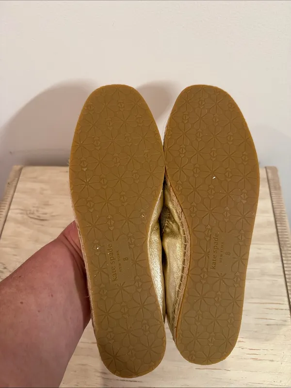 Kate Spade Clubhouse Leather Espadrille Flats in gold - Image 9
