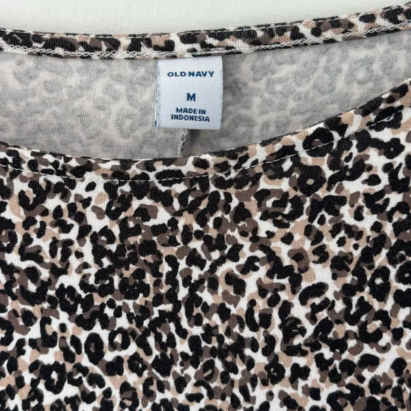 Old Navy Long Sleeve Mini Dress Cheetah Print Flowy Jersey Knit Flouncy Brown - Image 4