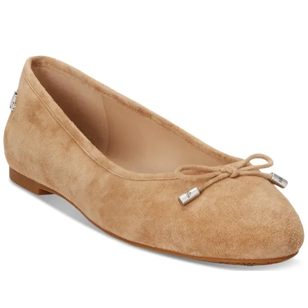 Ralph Lauren Womens Flats Size 5B Camel Jayna Ballet Bow Slip On Leather Ballet - Image 2