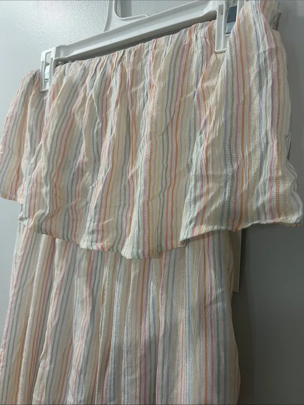 Japna Off-Shoulder Stripe Jumpsuit in Pastel Multi - Image 5