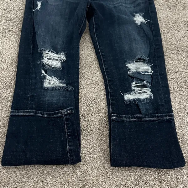 7 For All Mankind Josefina Dark Wash Distressed Women’s Skinny Boyfriend Jeans - Image 13