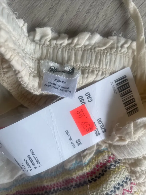 Urban Outfitters Cream Tank Top with Pink Embroidery - Image 2