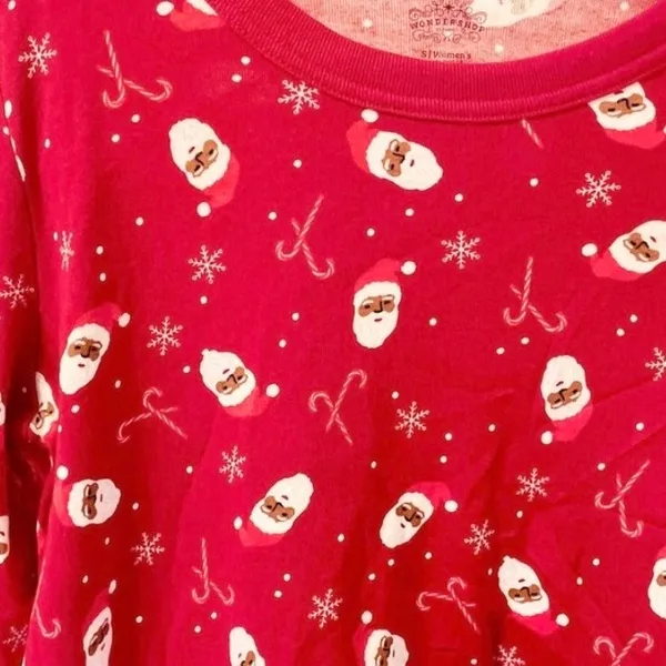 Wondershop Womens Red Santa Claus Candy Cane Snowflake Long Sleeve Sleep Top S - Image 5