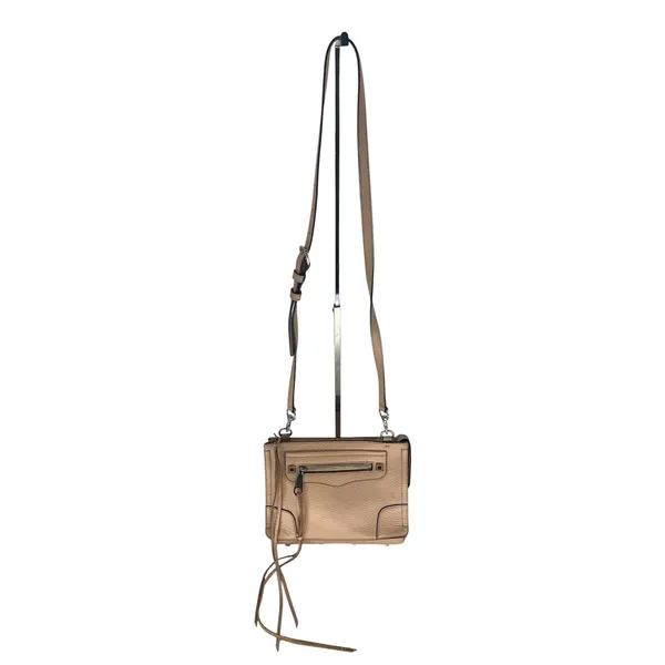 Rebecca Minkoff Regan Crossbody Bag Taupe Leather Zip Front‎ - Image 2