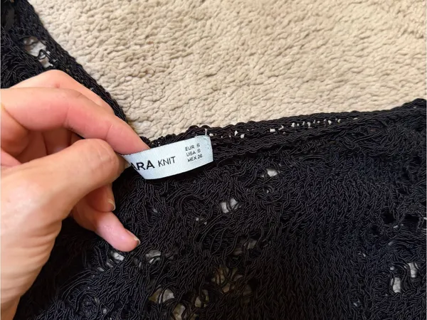 Zara Black Open-Knit Scoop Neck Sweater - Image 2