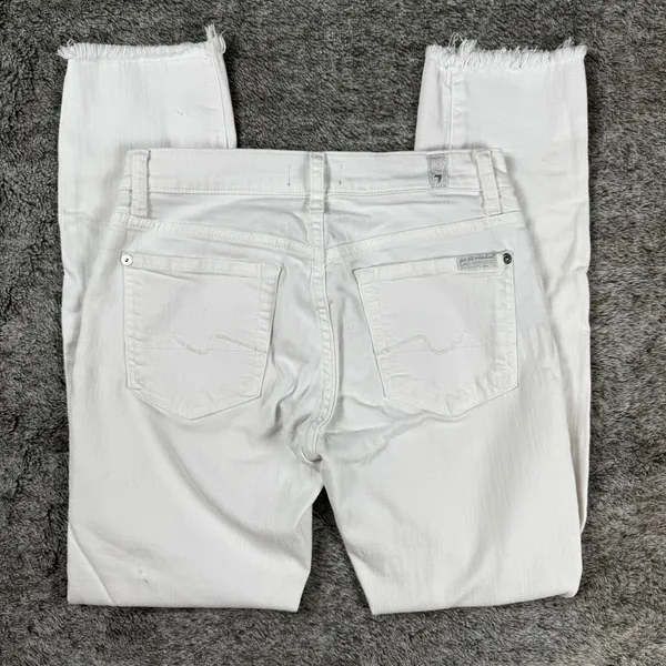 7 For All Mankind Skinny Denim Jeans Women's 26 White - Image 9
