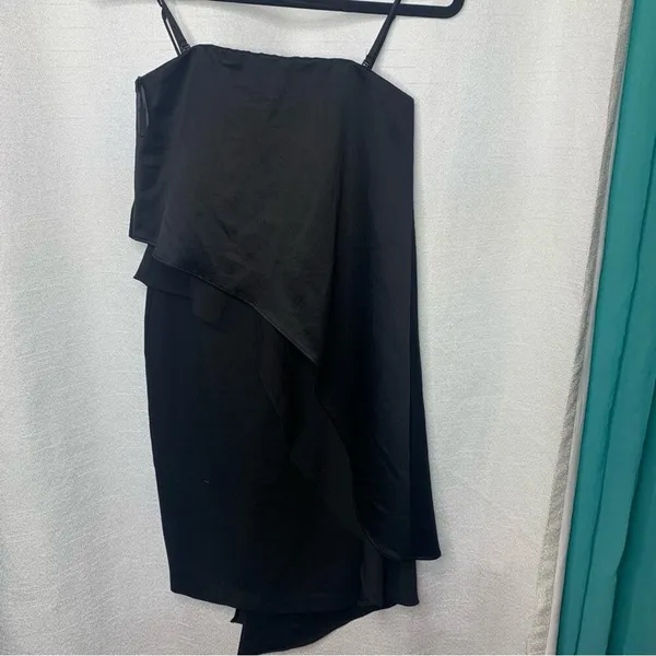 Elliatt black strapless satin candid midi dress XS party cocktail‎ wedding guest - Image 4