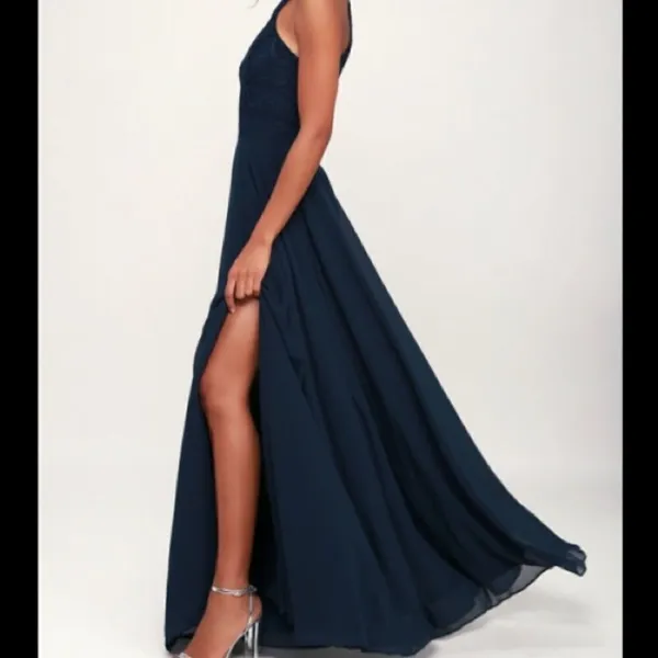 Lulus ✨ Picture Perfect Navy Blue Lace Maxi Dress✨ - Image 3