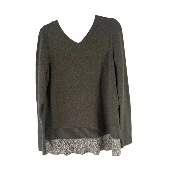Loft Women's Size Medium Green Gray‎ V Neck Soft Babydoll Sweater - Image 5