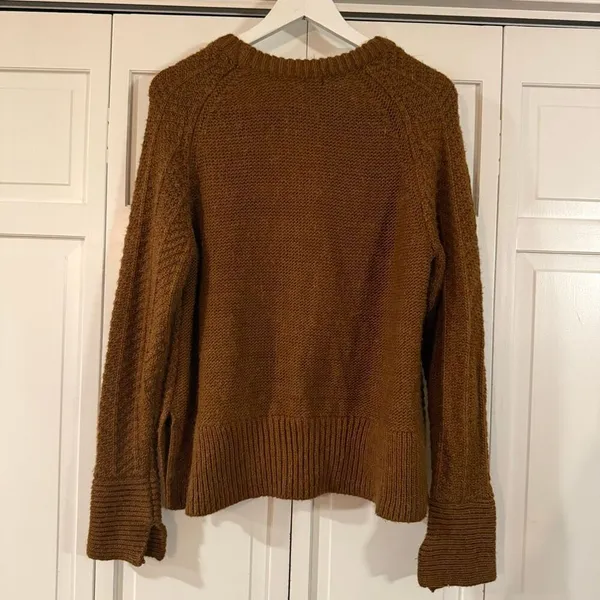H&M brown chevron crewneck wool blend sweater size small - Image 6