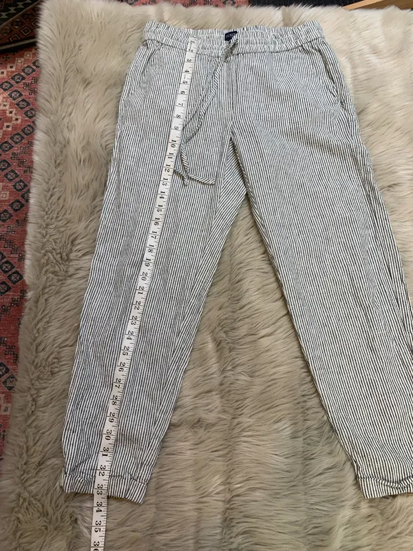 J.Crew Factory Striped Linen Cotton Blend Drawstring Pant Size 2 Pull On - Image 7