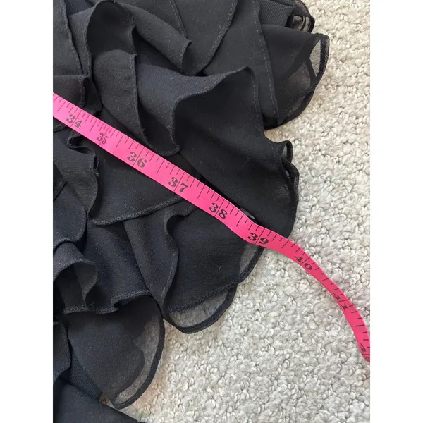 Vintage 90s Maggy L London Cocktail Dress 6 Black Ruffle Hem LBD‎ Party Prom - Image 6