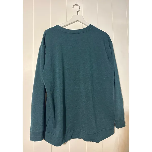 Orvis Teal Long Sleeve Sweatshirt Pullover High Low Hem Women's Size L/XL - Image 5